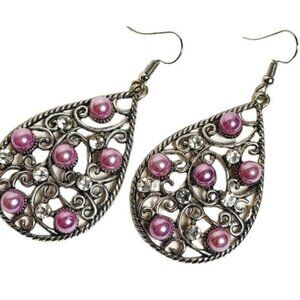 Glowing Vineyards Purple pearl Paparazzi Earring Vine tear drop Dangle